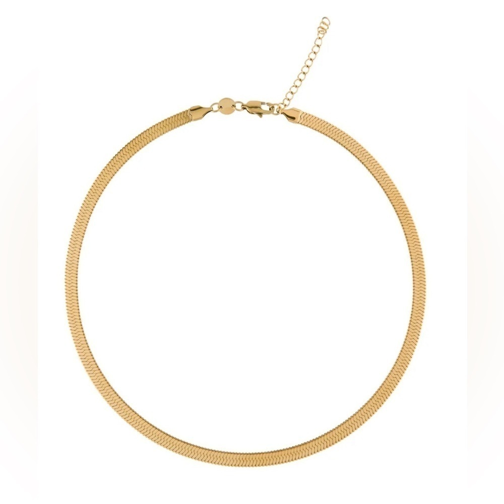 NWT Jennifer Zeuner Hamilton gold herringbone chain necklace